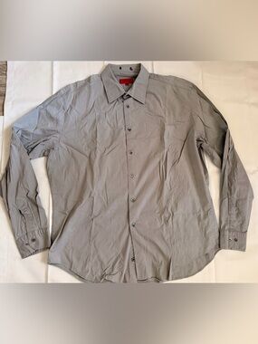 Hugo Boss Light Gray Men's Collared Button-Up Shirt